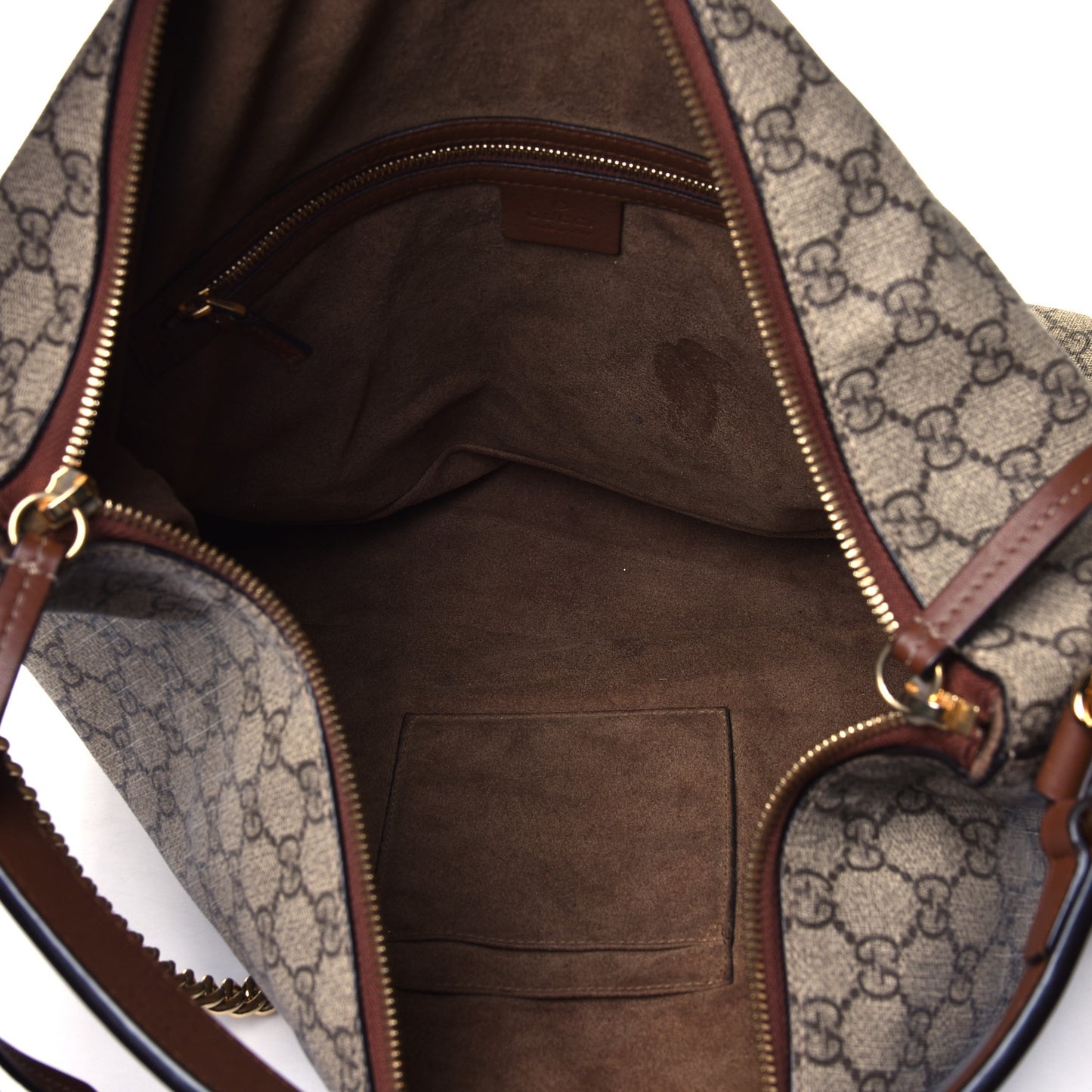 GG Supreme Monogram Large Linea A Hobo Light Brown