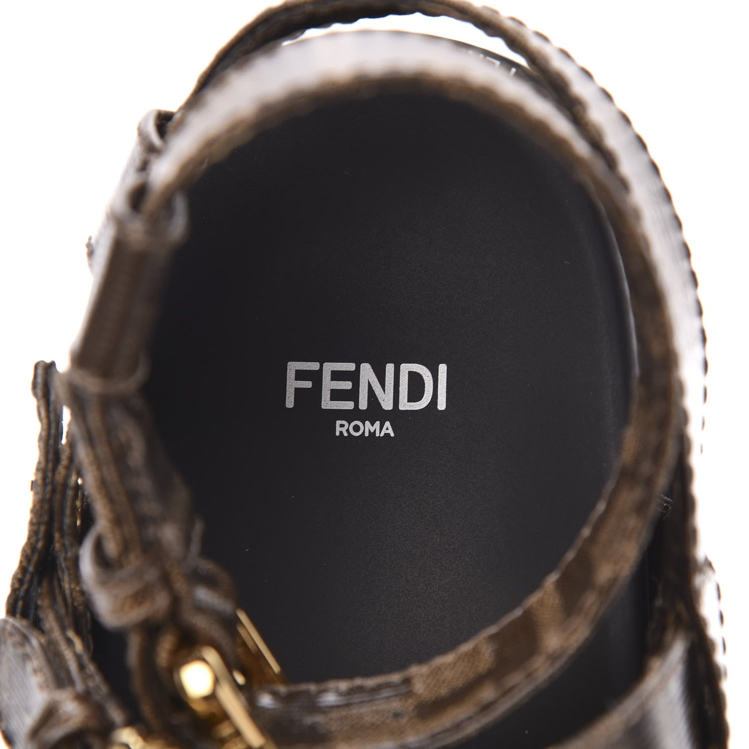 Fendi Vernice High-Tech Glazed Fabric FF Lug Sole Platform Sandals 37 Black Tobacco Moro 7 of 8