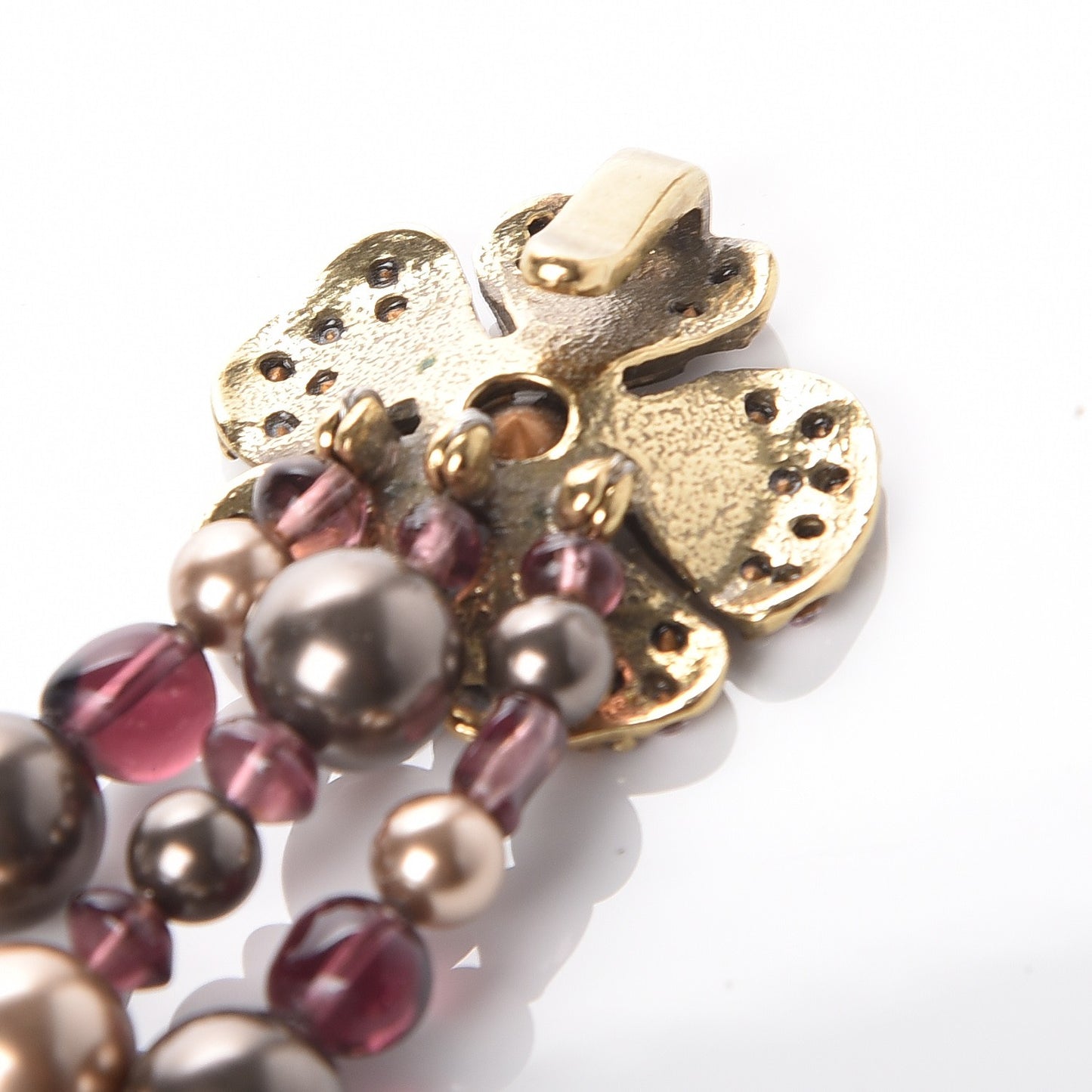 Crystal Bead CC Camellia Bracelet Purple Gold