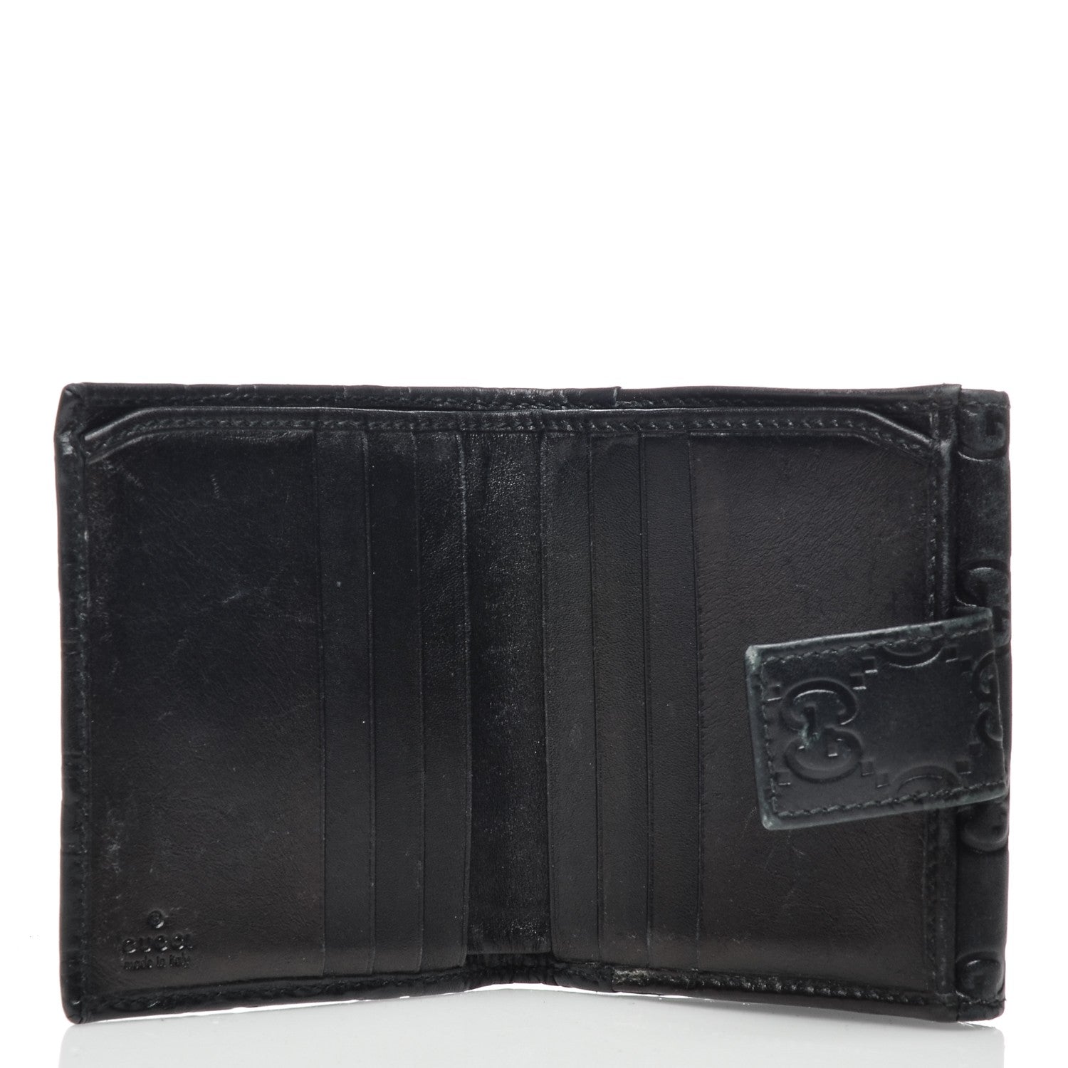 Gucci Guccissima Metal Bar French Flap Wallet Black 5 of 11