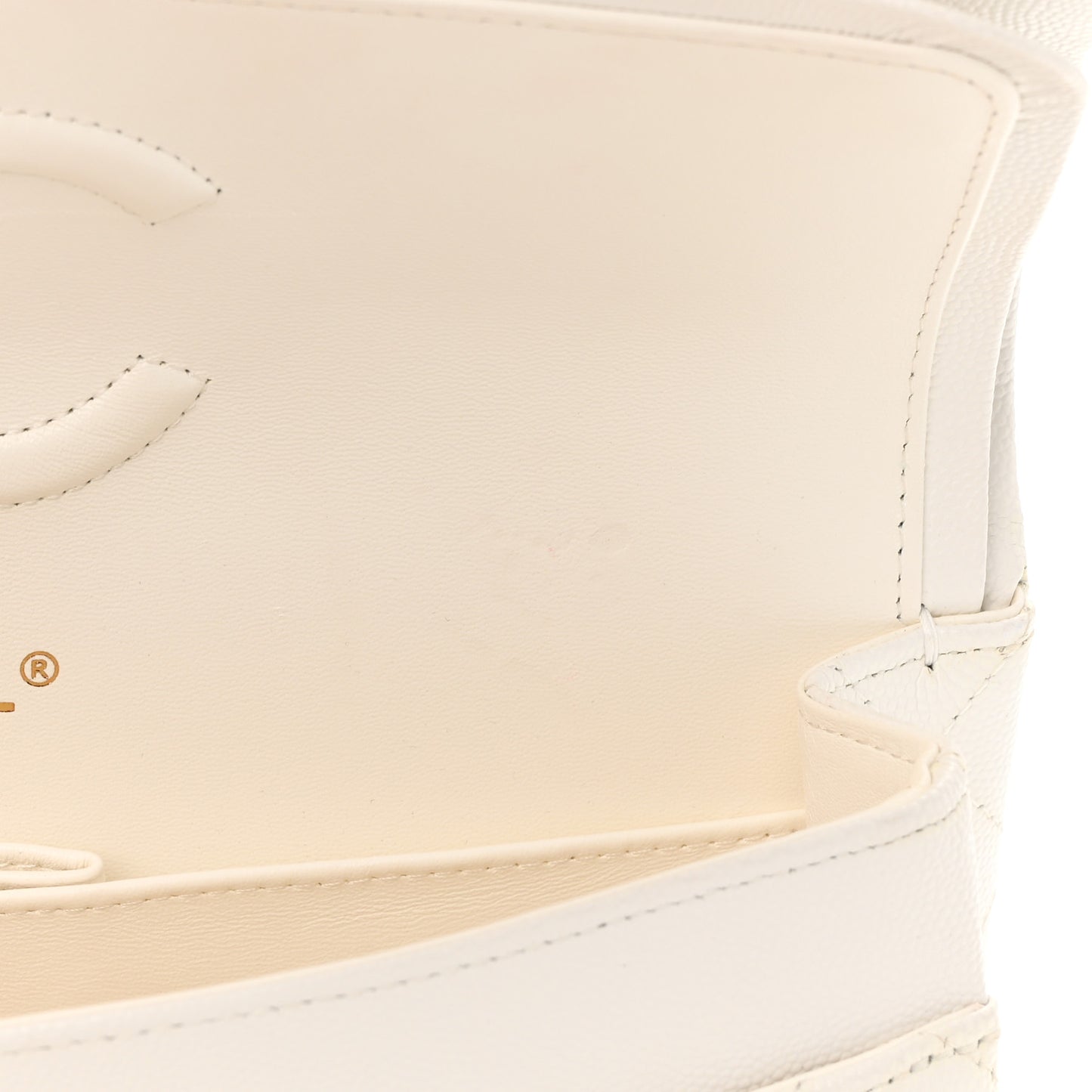 Caviar Quilted Medium Double Flap White