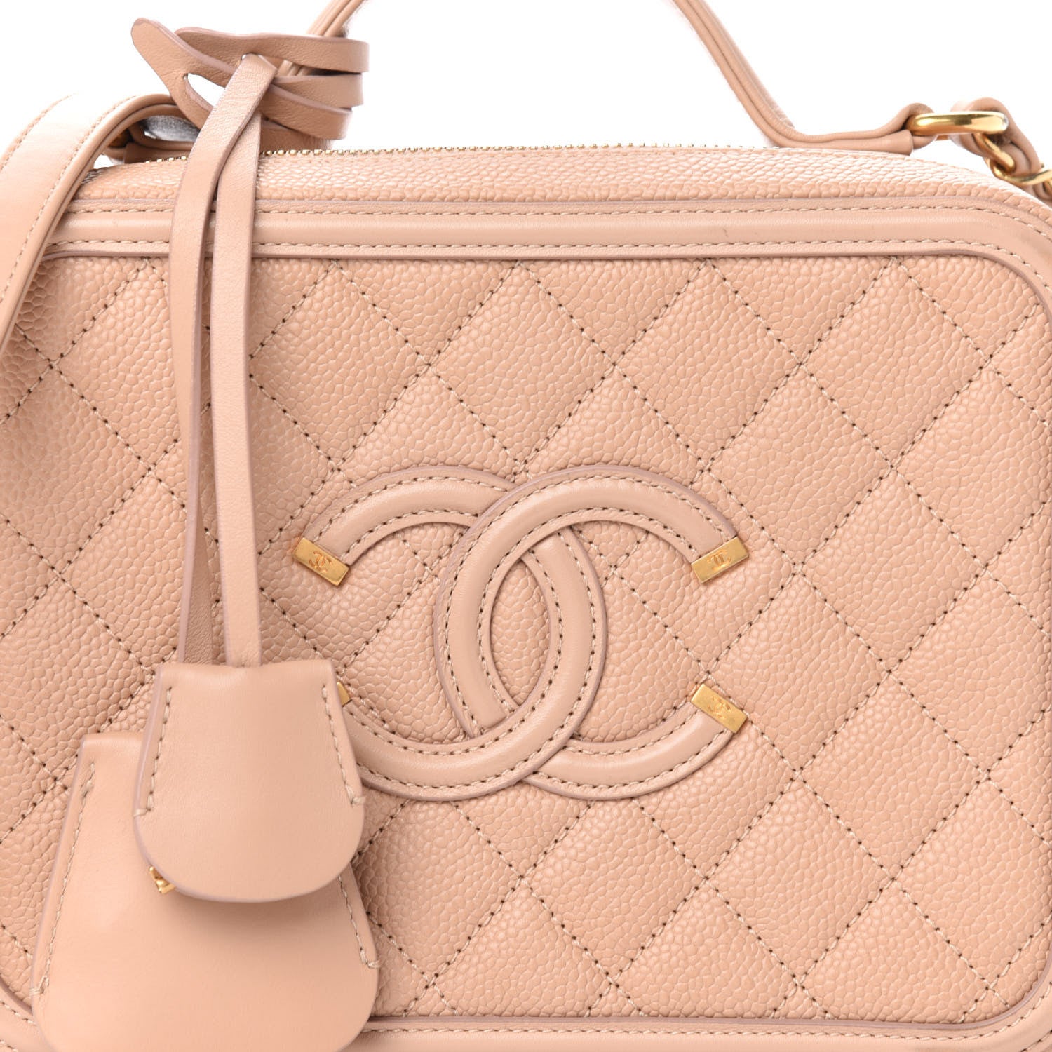 Chanel Caviar Quilted Medium CC Filigree Vanity Case Beige 10 of 11