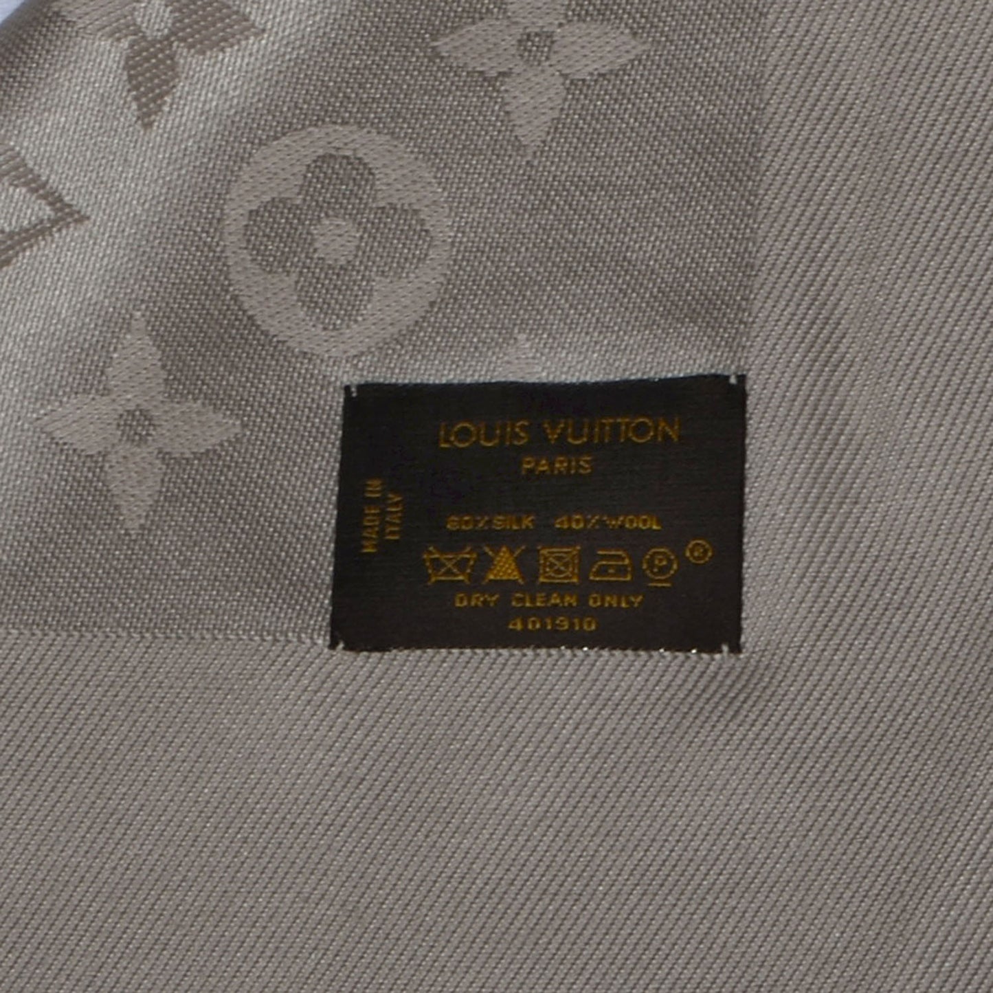 Silk Wool Monogram Shawl Beige