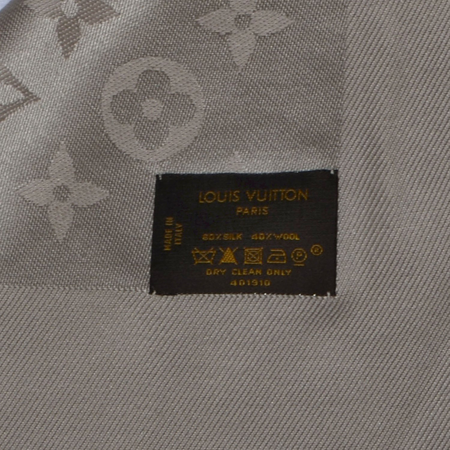Louis Vuitton Silk Wool Monogram Shawl Beige 5 of 5