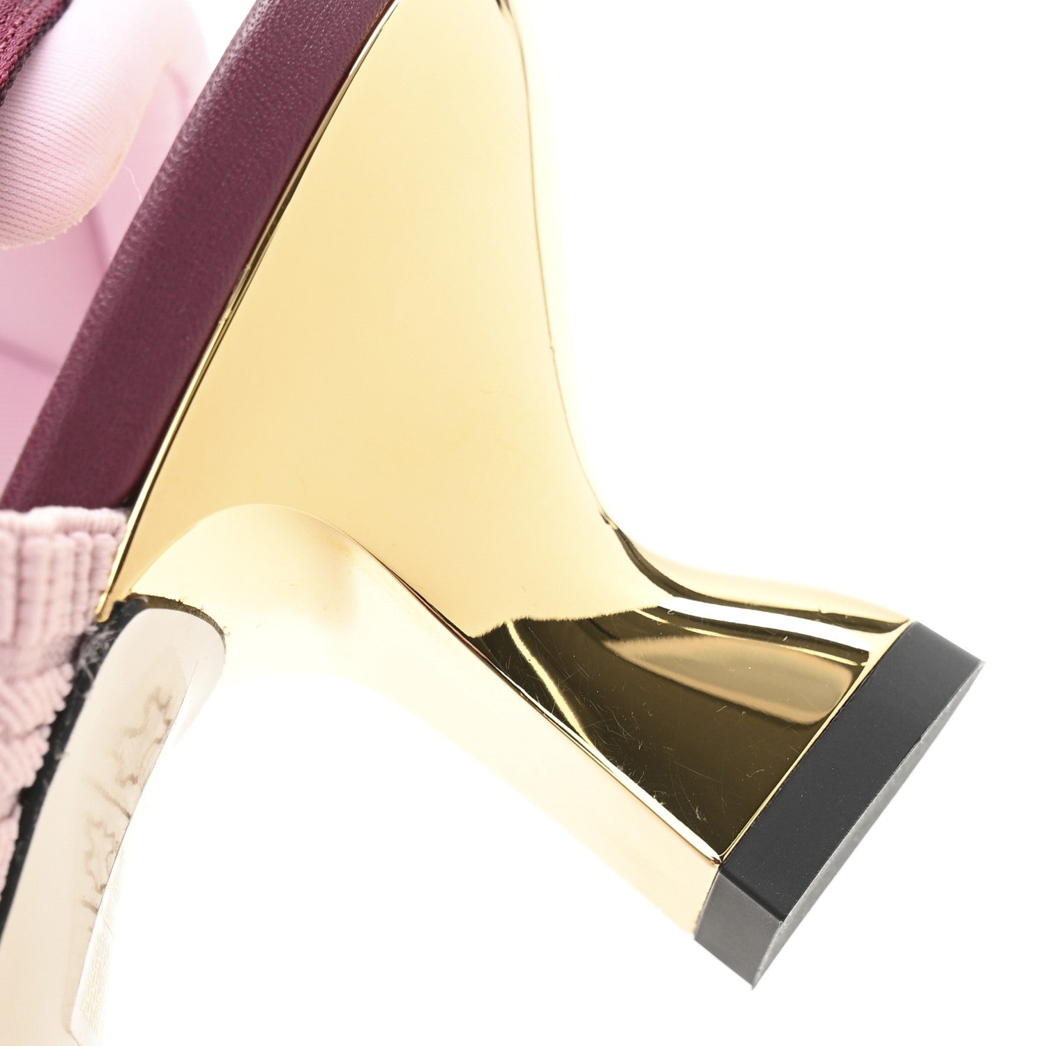 Fendi Technical Mesh FF Colibri 55mm Slingback Pumps 37 Tobacco Moro Black Anemone 9 of 9