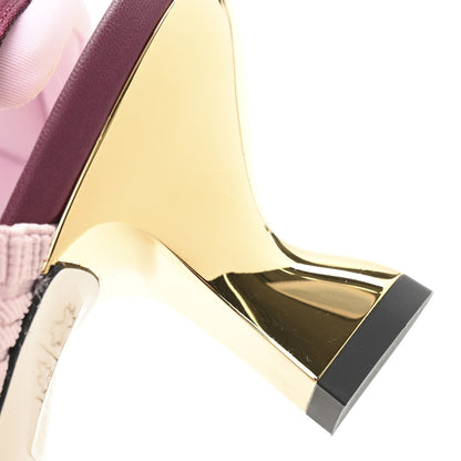 Fendi Technical Mesh FF Colibri 55mm Slingback Pumps 37 Tobacco Moro Black Anemone 9 of 9