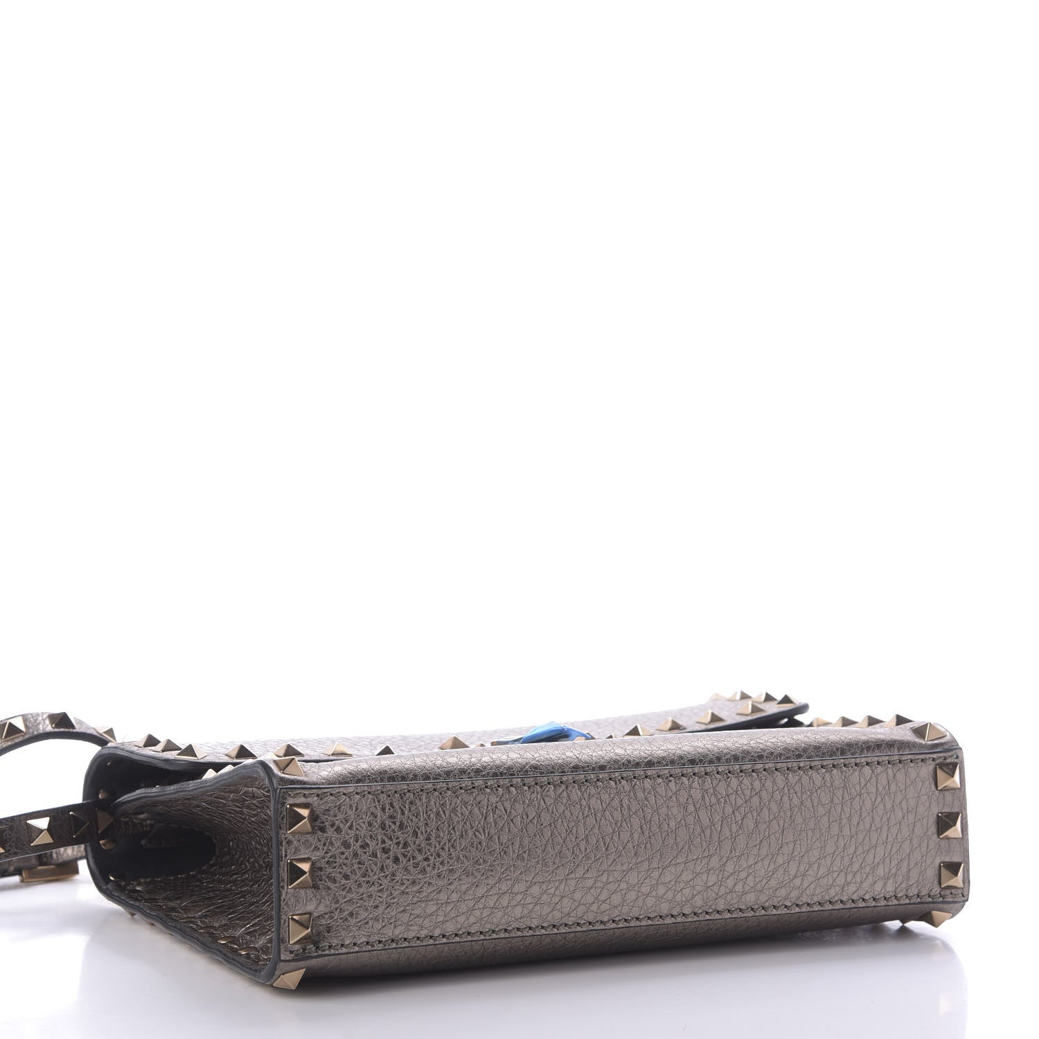 Valentino Garavani Metallic Pebbled Calfskin Medium Rockstud Flip Lock Crossbody Bag Sasso 4 of 8