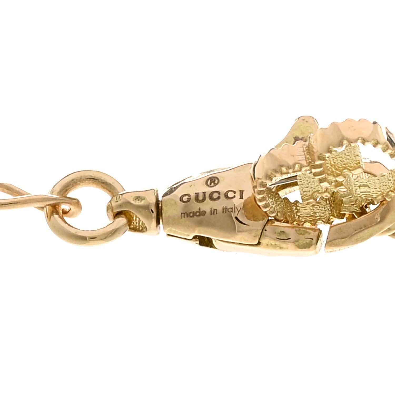 Gucci 18K Yellow Gold Diamond Chrome Diopside Lion Head Necklace 4 of 5