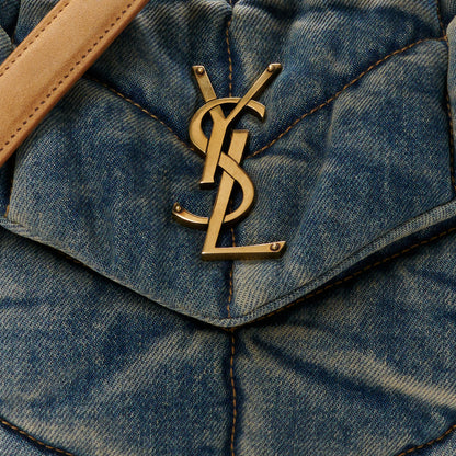 Saint Laurent Denim Quilted Small Loulou Puffer Monogram Chain Satchel Blue Cinnamon 8 of 10