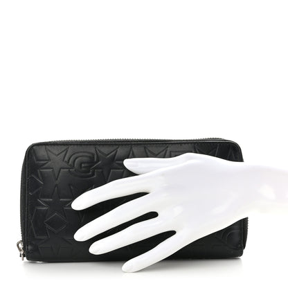 Givenchy Calfskin Logo Star Embossed Zip Around Wallet Black 2 of 19