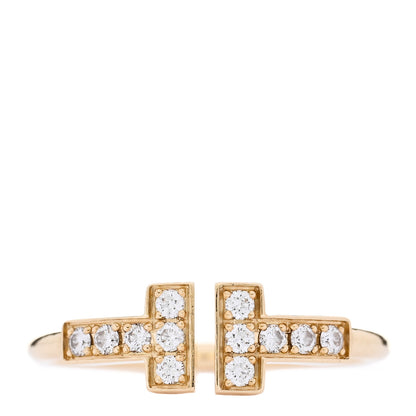 Tiffany 18K Yellow Gold Diamond T Wire Ring 47 4 1 of 5