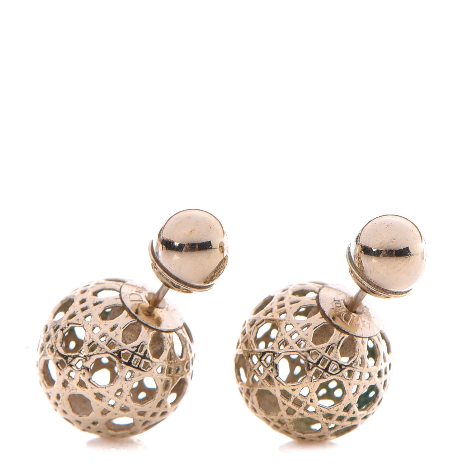 Christian Dior Cannage Mise En Dior Tribal Earrings Gold 1 of 3