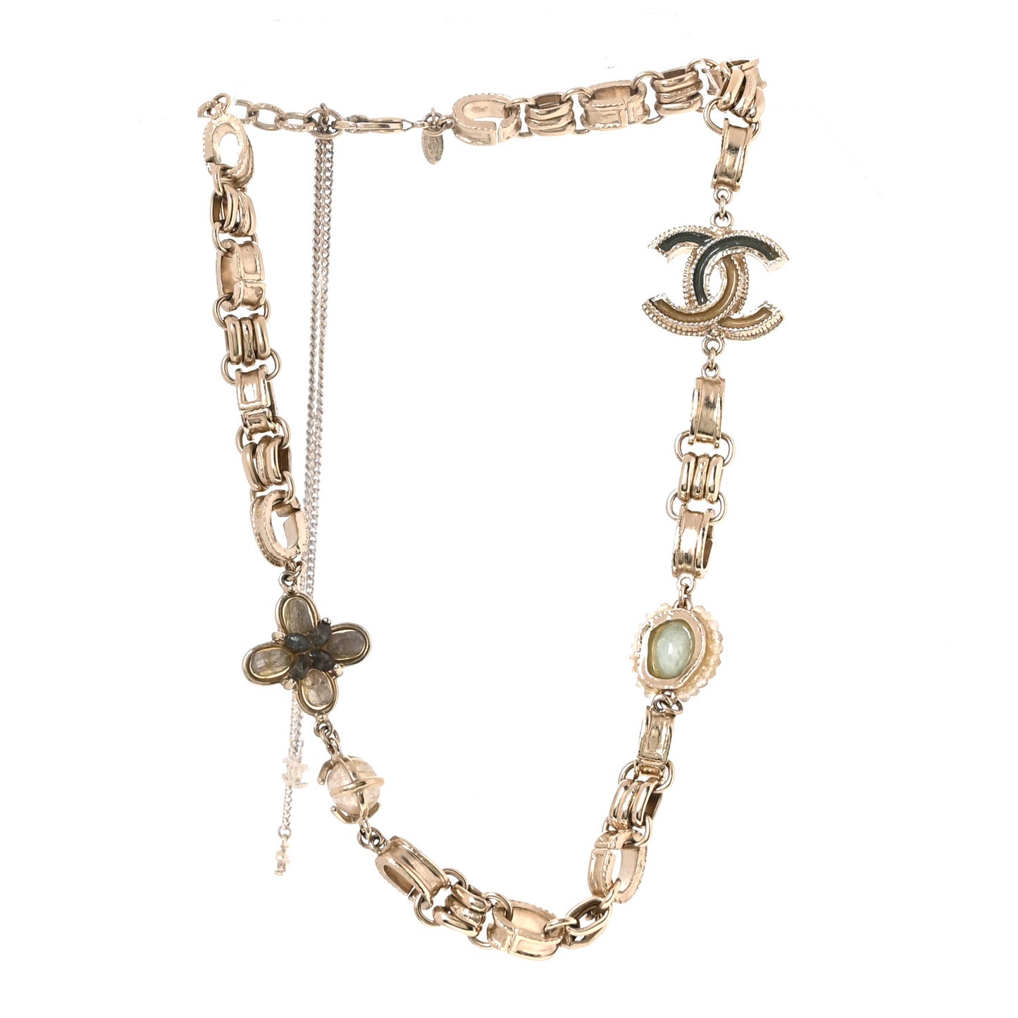 Metal Quartz CC Flower Choker Necklace Gold