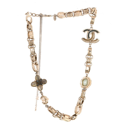 Chanel Metal Quartz CC Flower Choker Necklace Gold 1 of 4