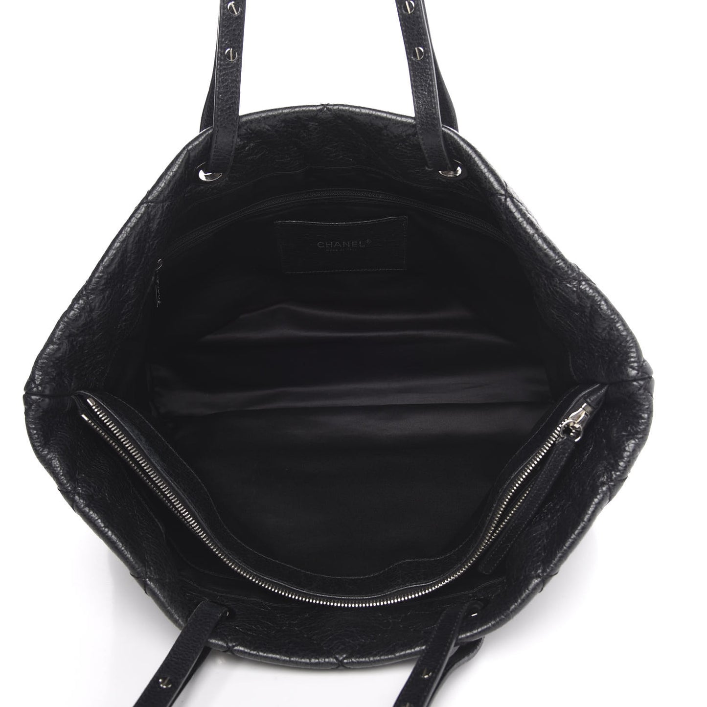 Glazed Calfskin Large On The Road Tote Black