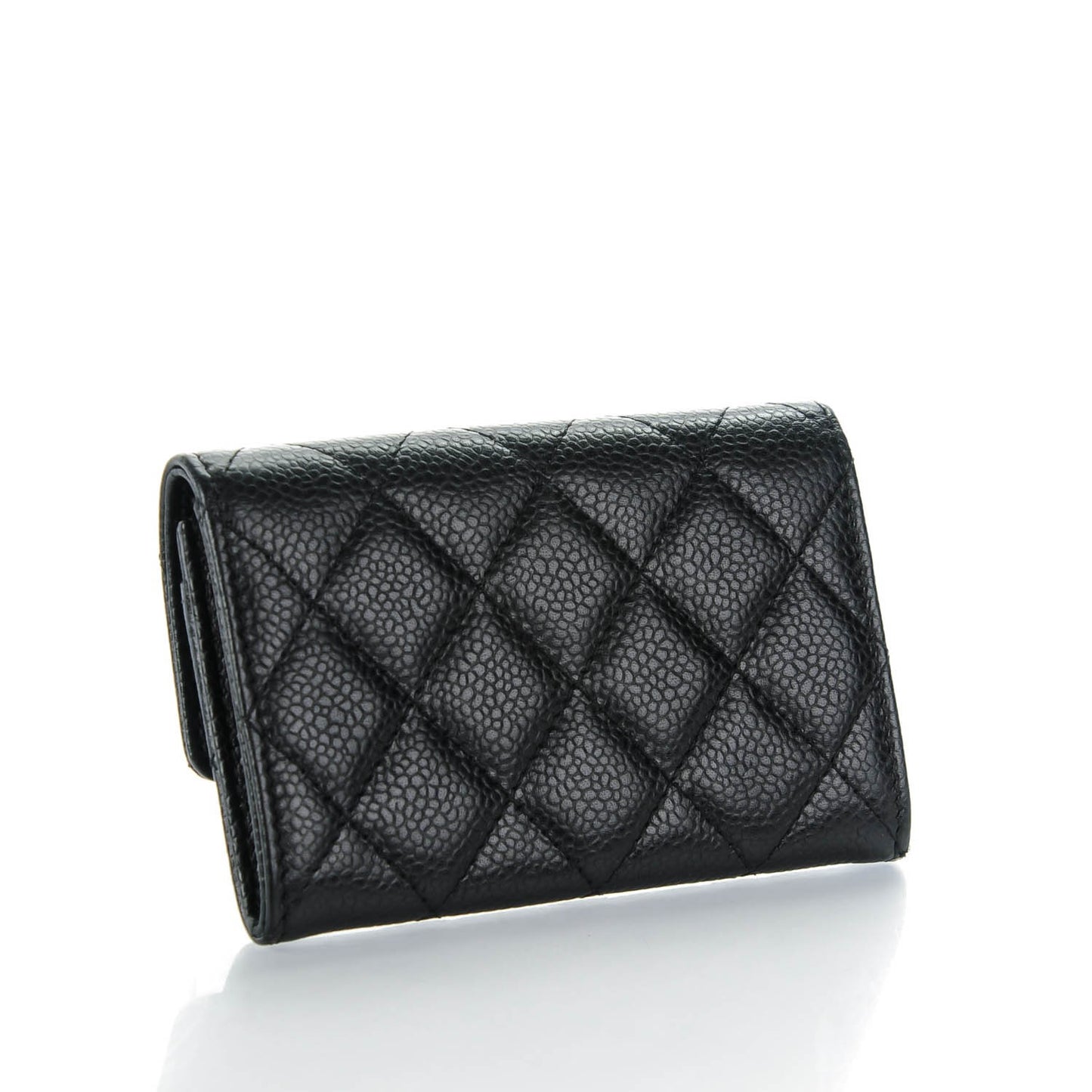 Caviar Quilted Flap Card Holder Black