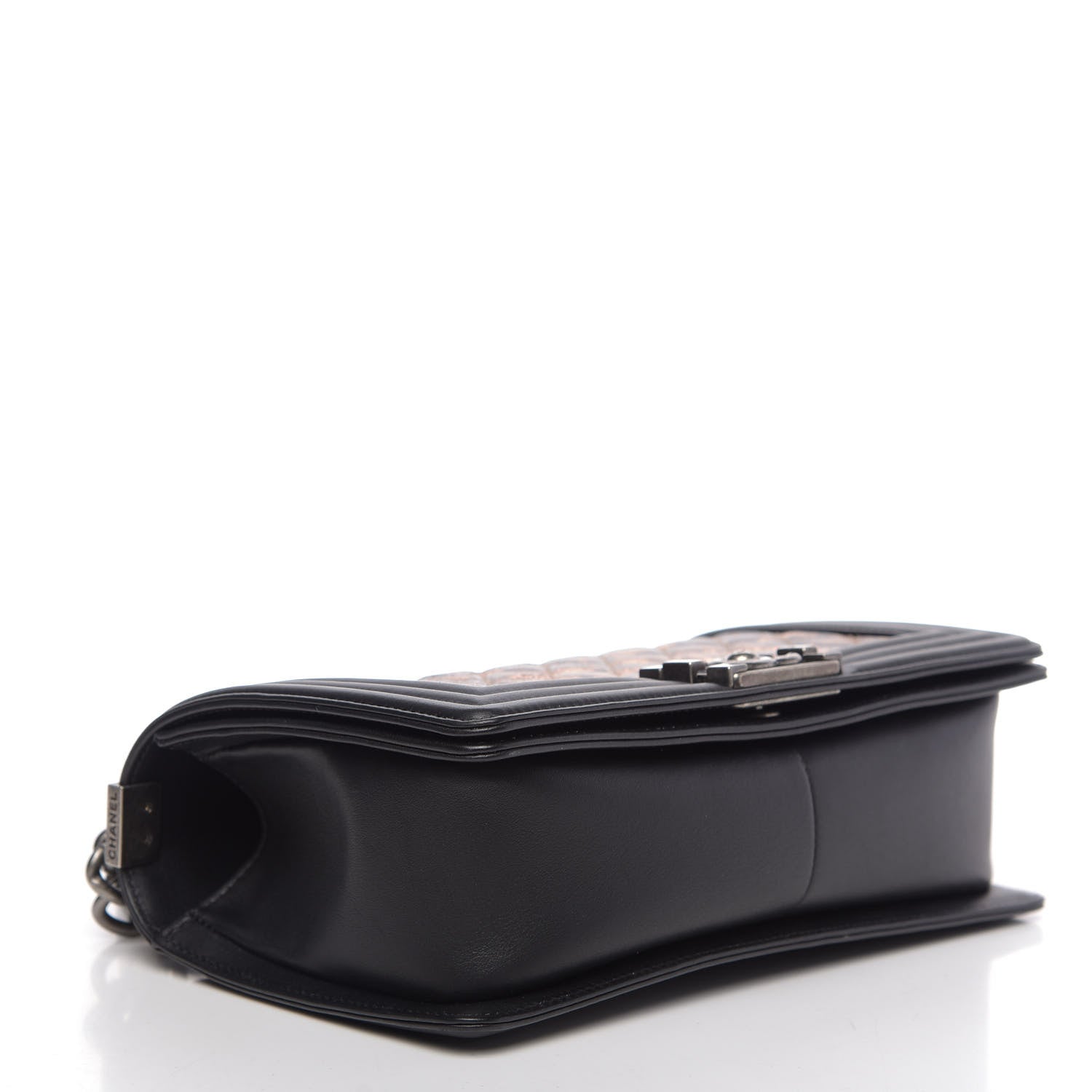 Chanel Metallic Crumpled Goatskin Medium Boy Flap Black Gold 5 of 12