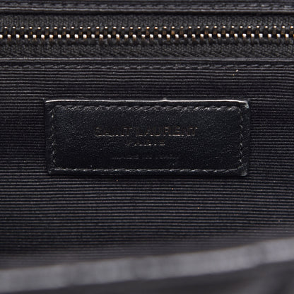 Saint Laurent Grain De Poudre Textured Mixed Matelasse Large Triquilt Monogram Monochrome Satchel Black 7 of 11