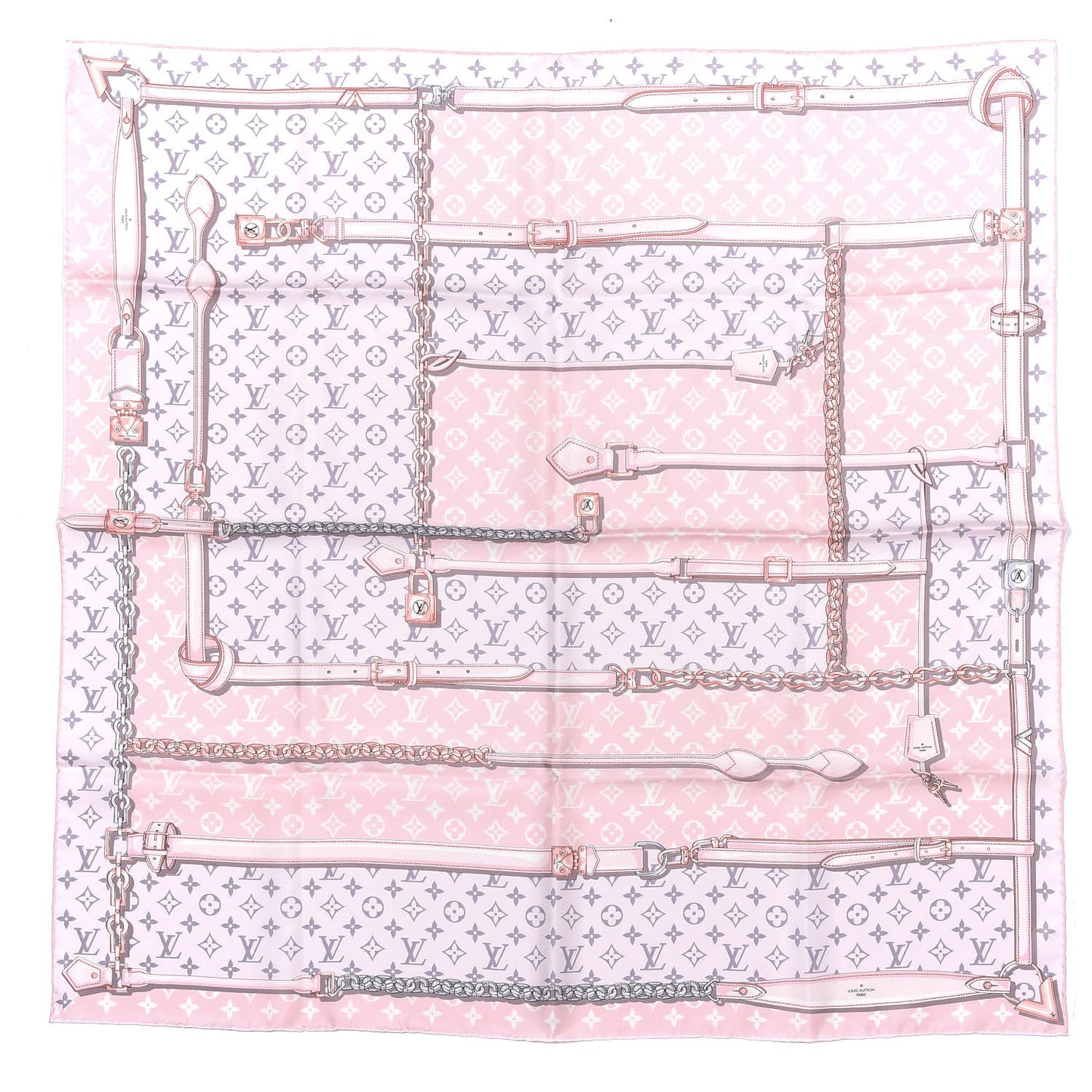 Silk Monogram Confidential Square Scarf Light Pink