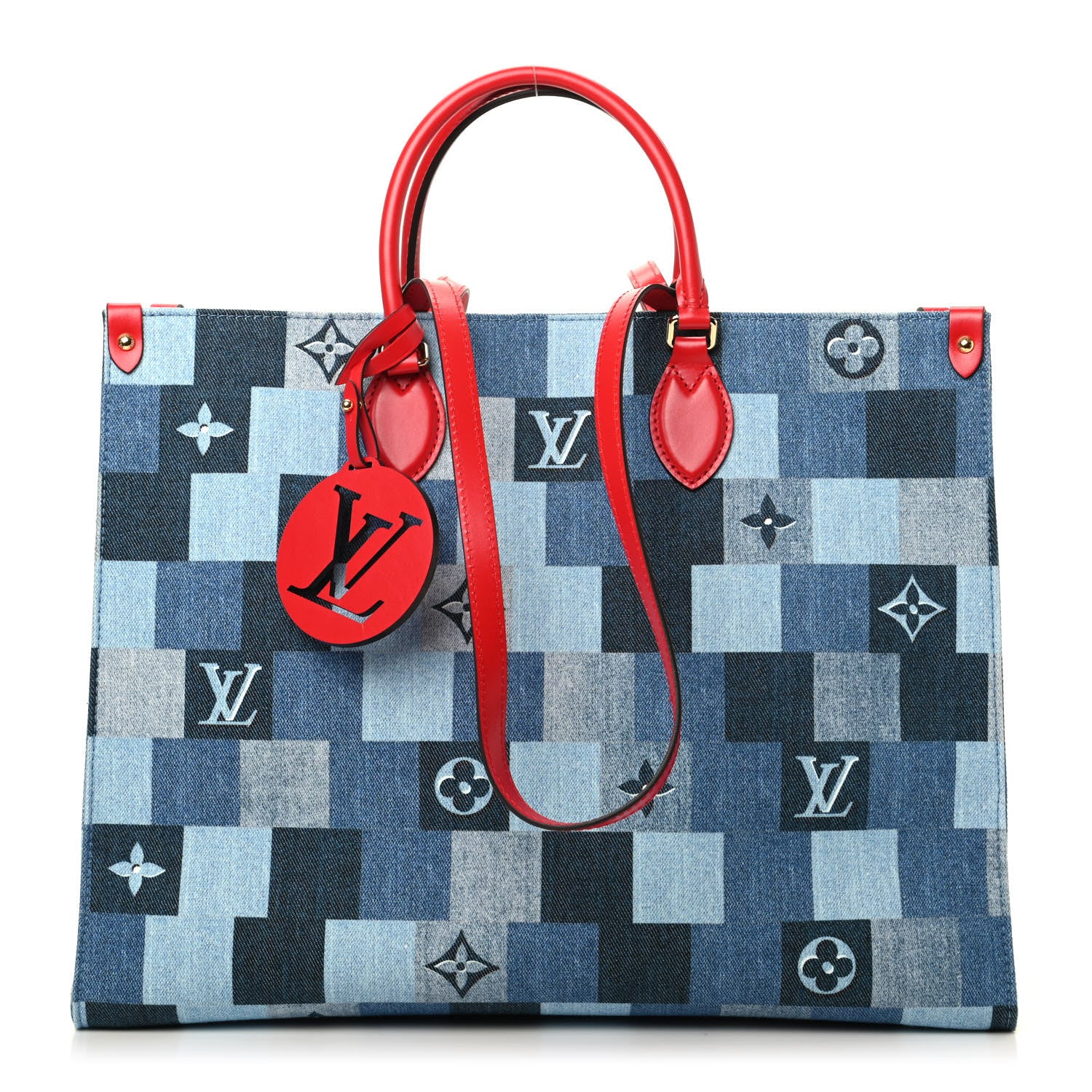Louis Vuitton Denim Damier Monogram Onthego Blue Rouge 1 of 9