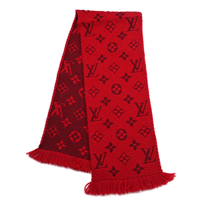 Louis Vuitton Wool Silk Logomania Scarf Rubis 2 of 4