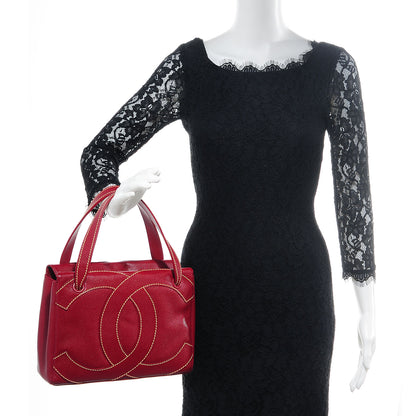 Chanel Caviar CC Stitched Tote Red 2 of 7