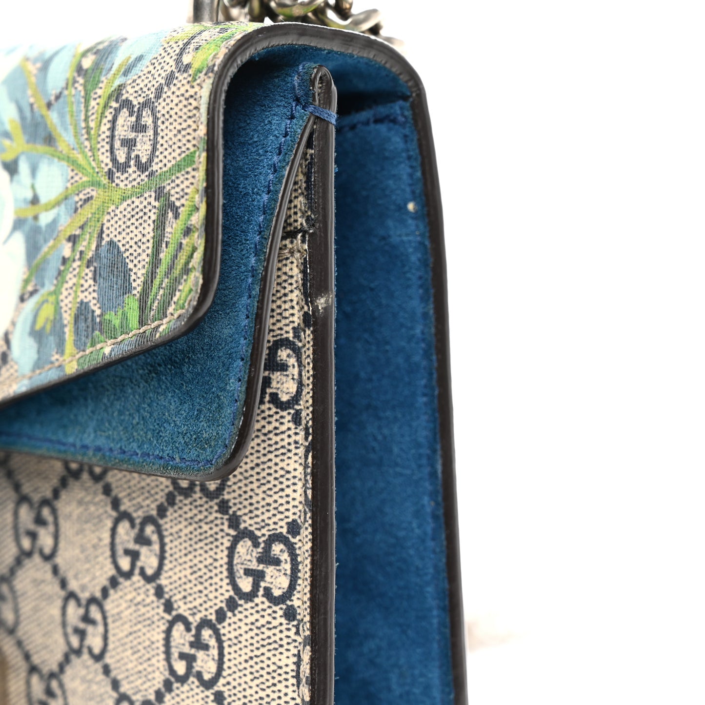 GG Supreme Monogram Blooms Mini Dionysus Shoulder Bag Beige Navy Vintage Blue