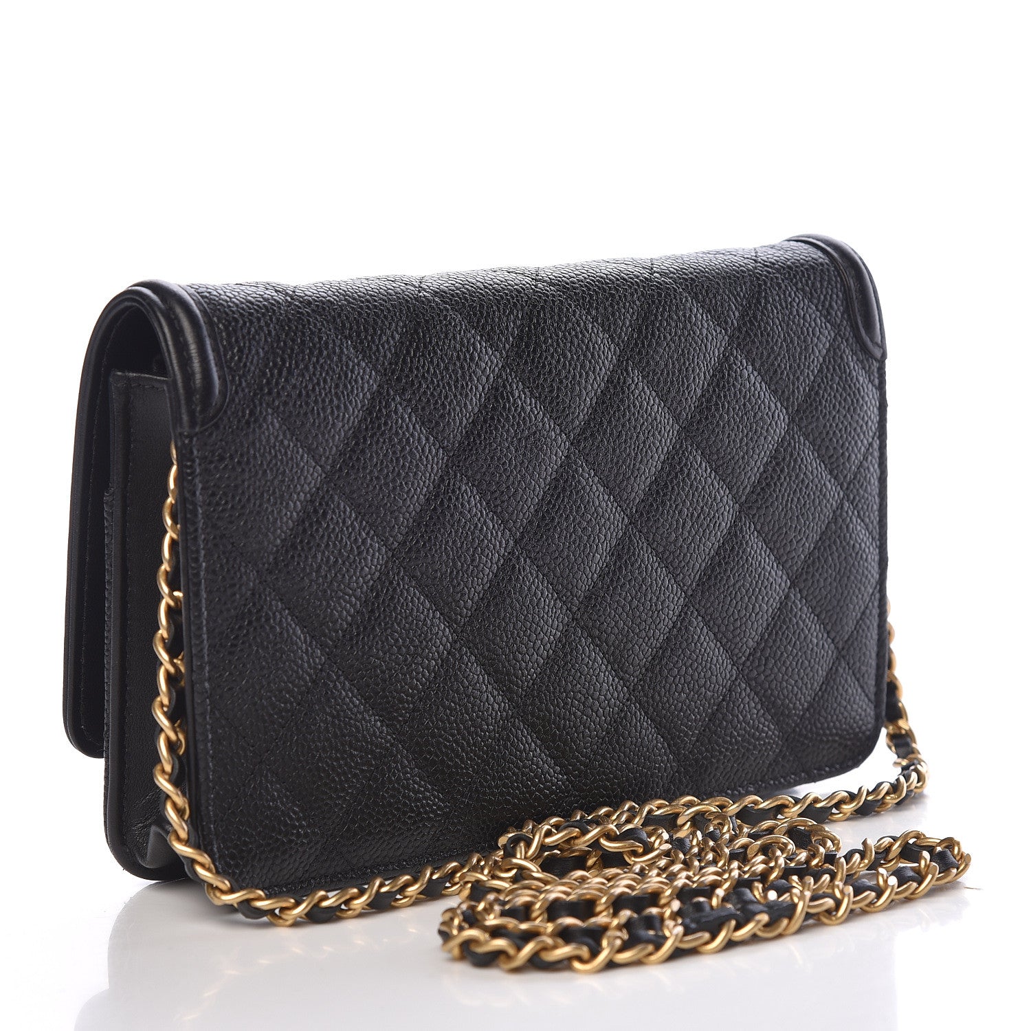 Chanel Caviar Quilted CC Filigree Wallet On Chain WOC Black 3 of 12