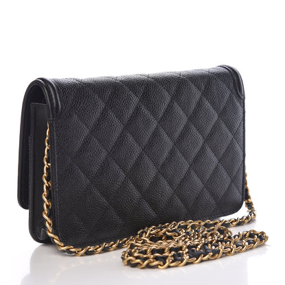 Chanel Caviar Quilted CC Filigree Wallet On Chain WOC Black 3 of 12