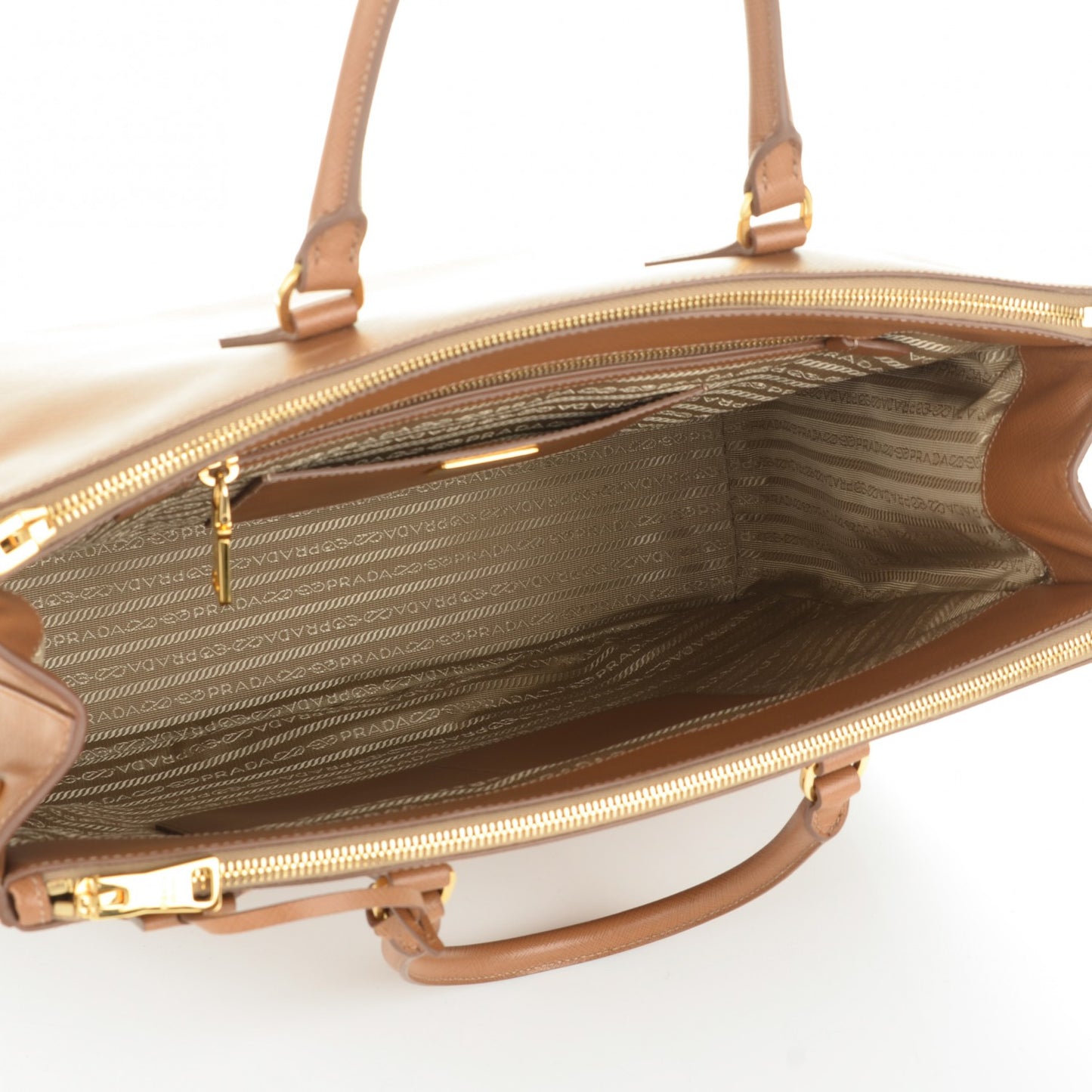 Saffiano Lux Extra Large Galleria Double Zip Tote Caramel