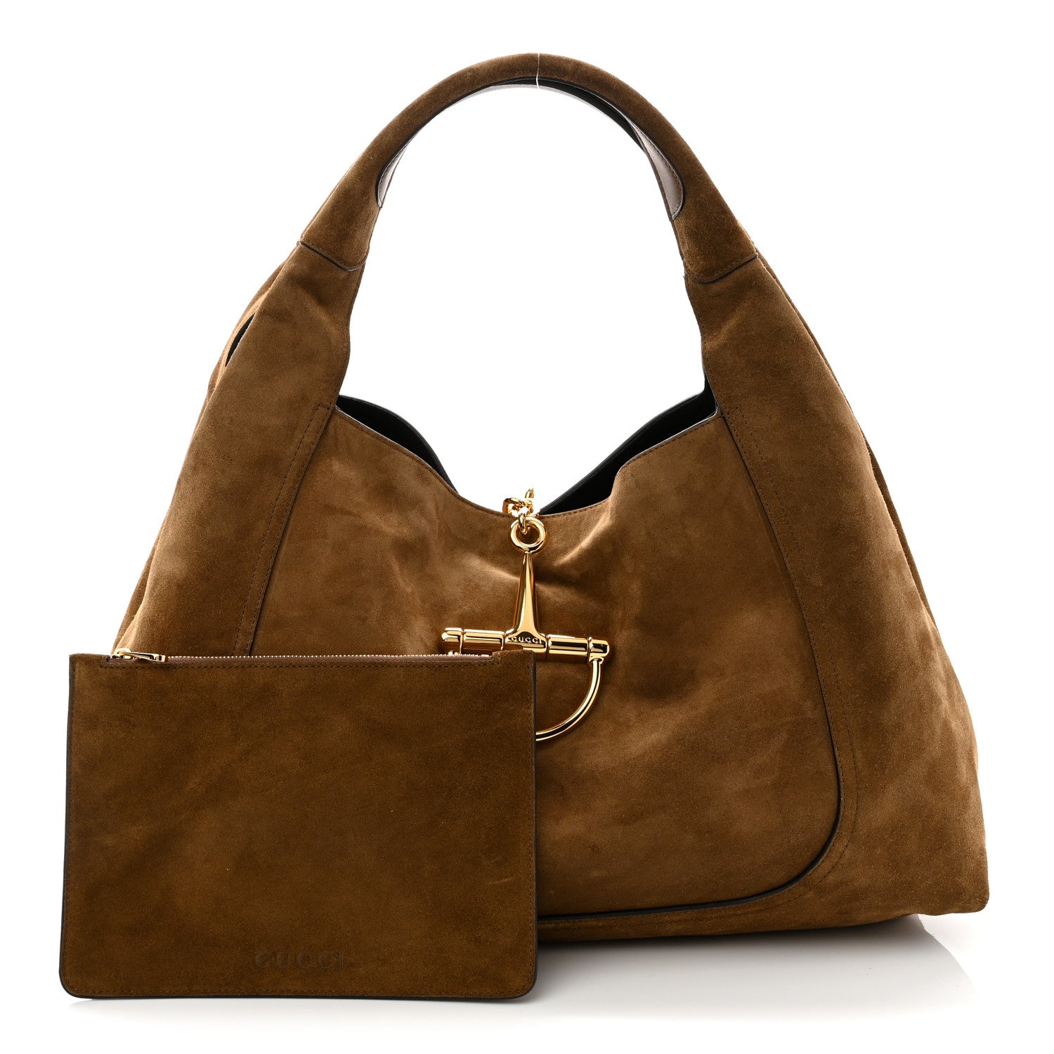 Gucci Suede Softbit Maxi Shoulder Bag Brown 3 of 10