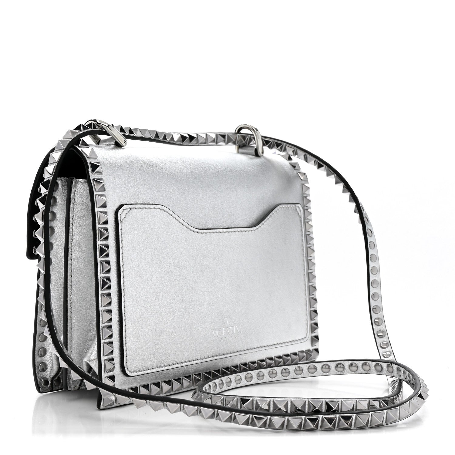 Valentino Garavani Metallic Calfskin Small Rockstud No Limit Shoulder Bag Silver 3 of 12