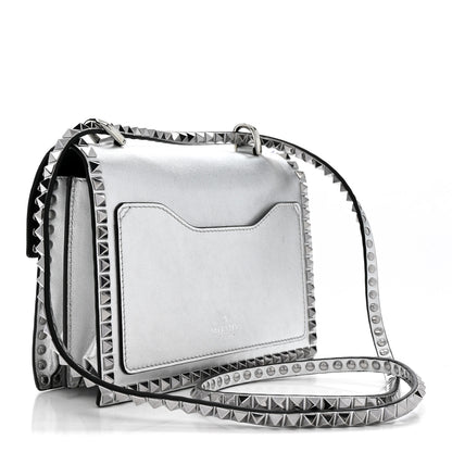 Valentino Garavani Metallic Calfskin Small Rockstud No Limit Shoulder Bag Silver 3 of 12