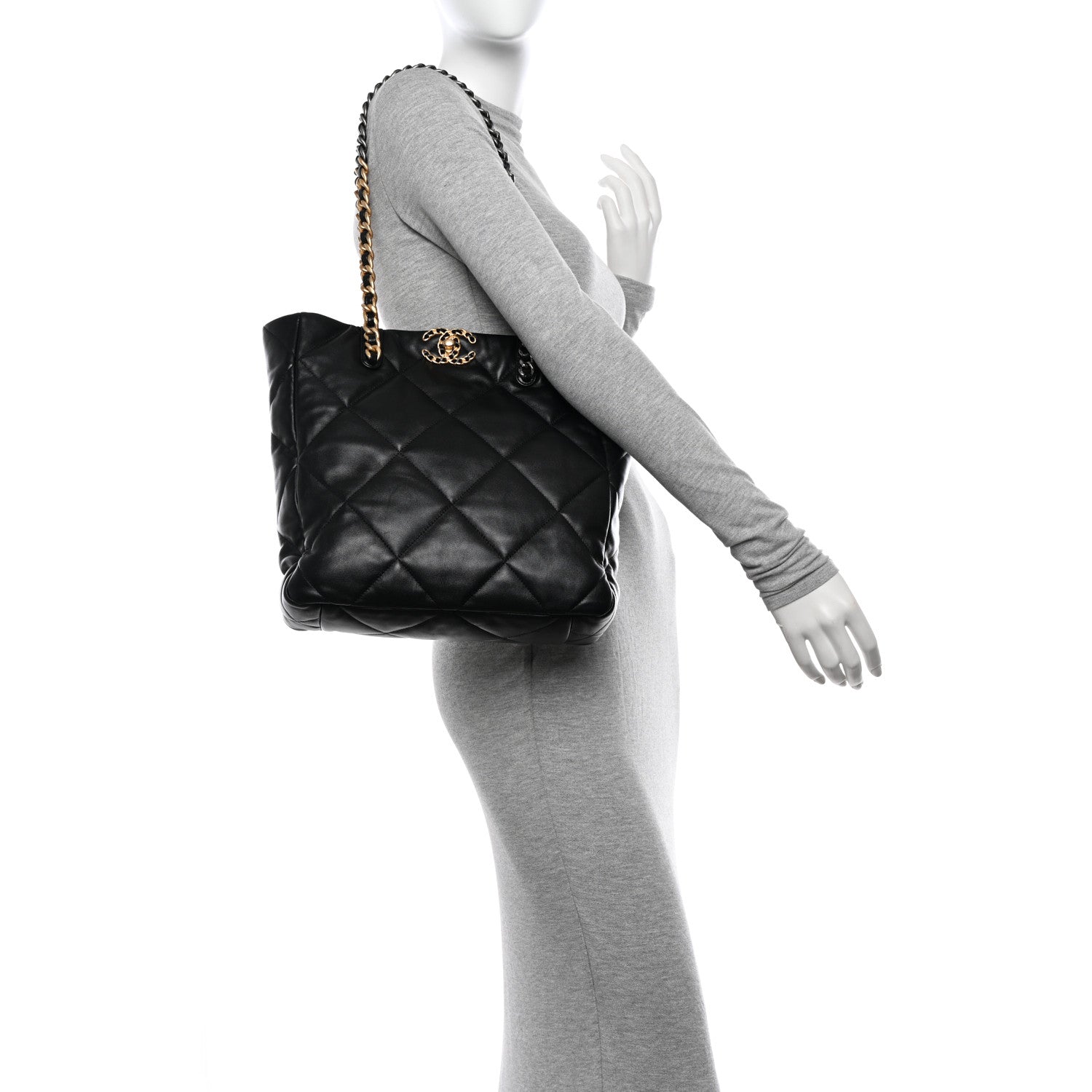 Chanel Lambskin Quilted Chanel 19 Shopping Bag Black 2 of 10