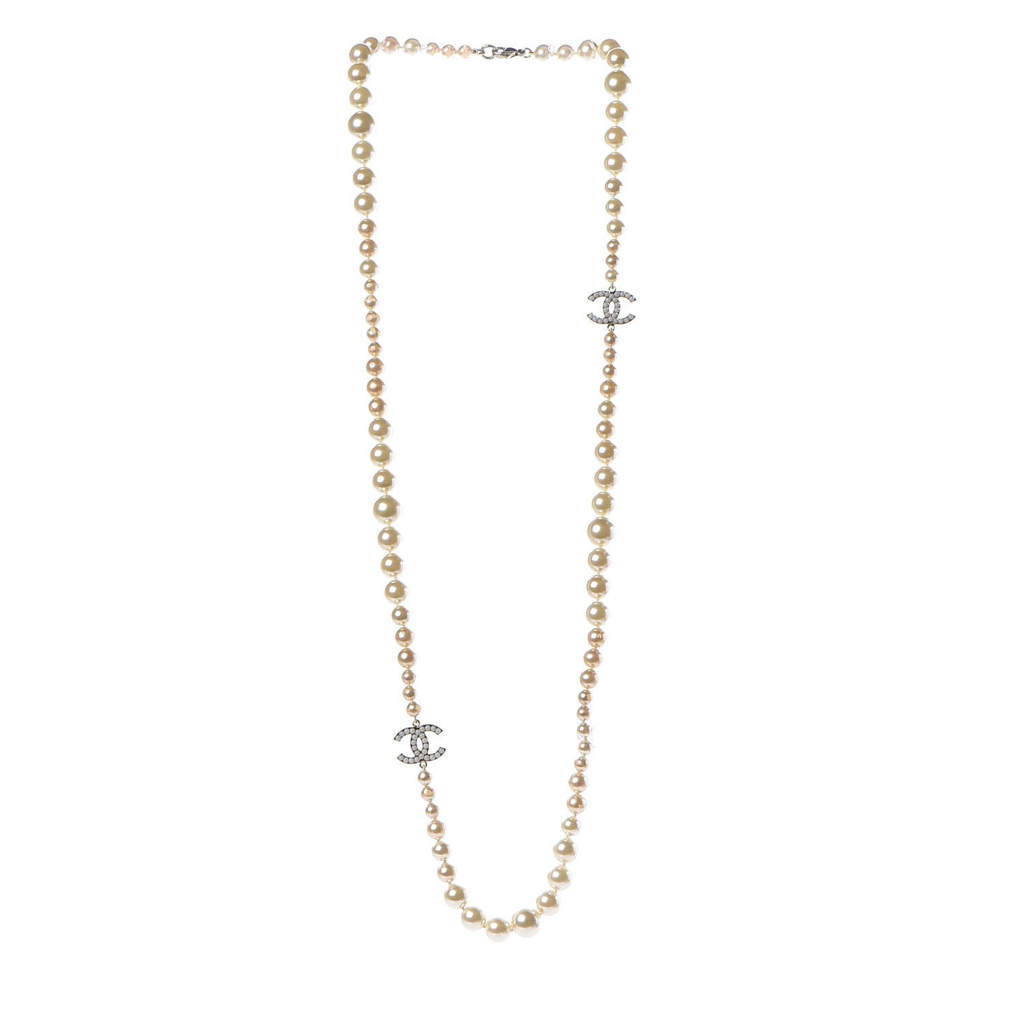Pearl CC Long Necklace Gold