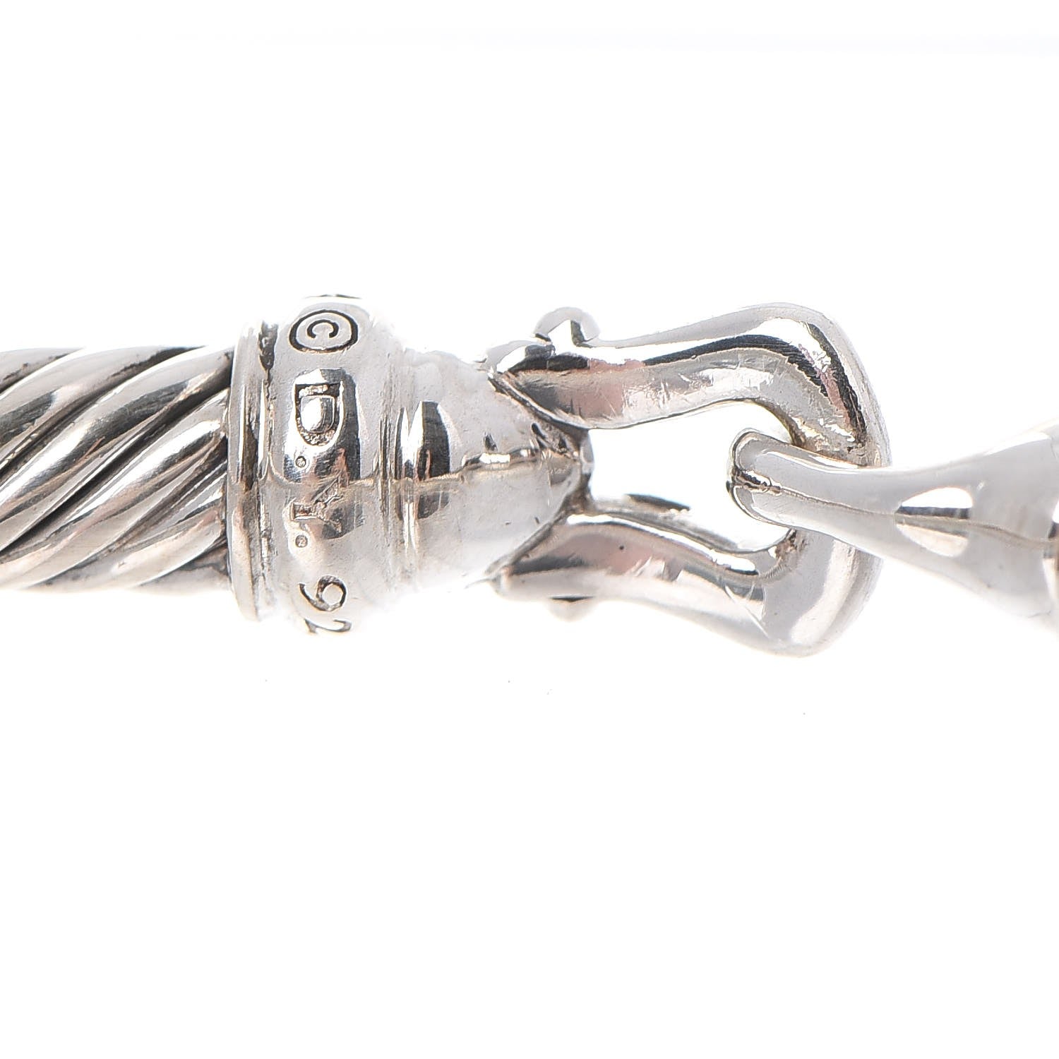 David Yurman Sterling Silver Diamond 5mm Cable Buckle Bracelet 4 of 5
