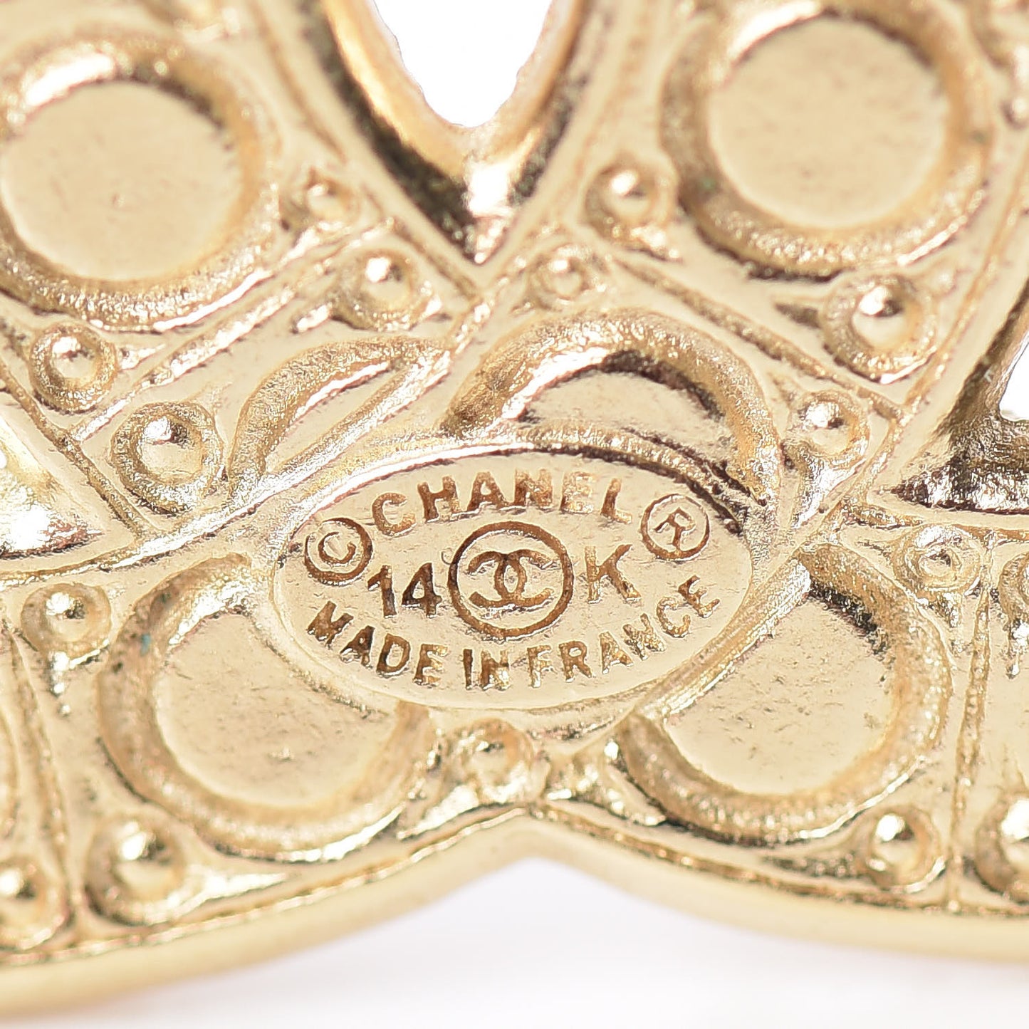 Pearl Crystal CC Brooch Gold