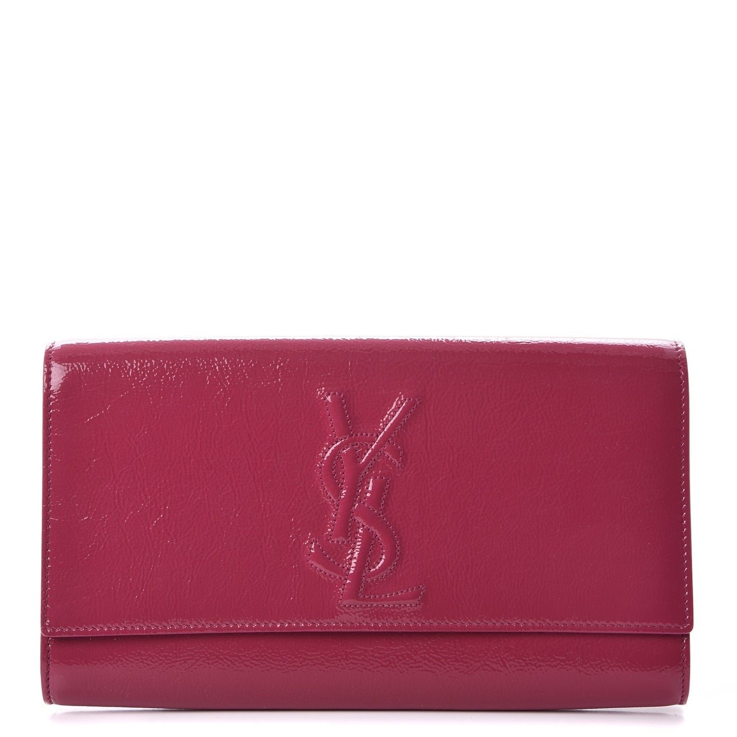 Textured Patent Monogram Large Belle De Jour Clutch Fuchsia