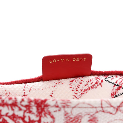 Christian Dior Canvas Embroidered Large Dioramour D-Royaume Book Tote Red Multicolor 7 of 10