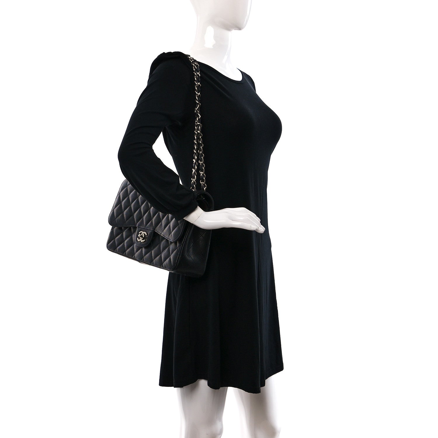 Chanel Caviar Quilted Jumbo Double Flap Black 2 of 9