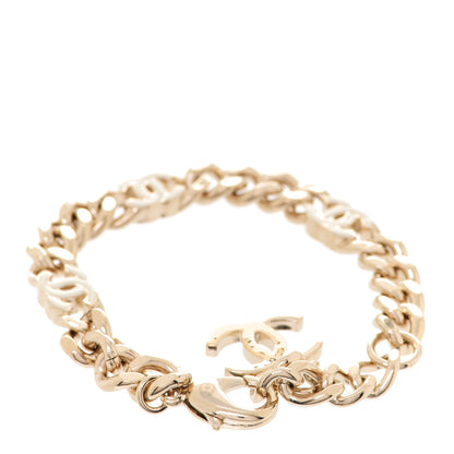 Chanel Enamel Metal CC Chain Bracelet Gold White 3 of 6