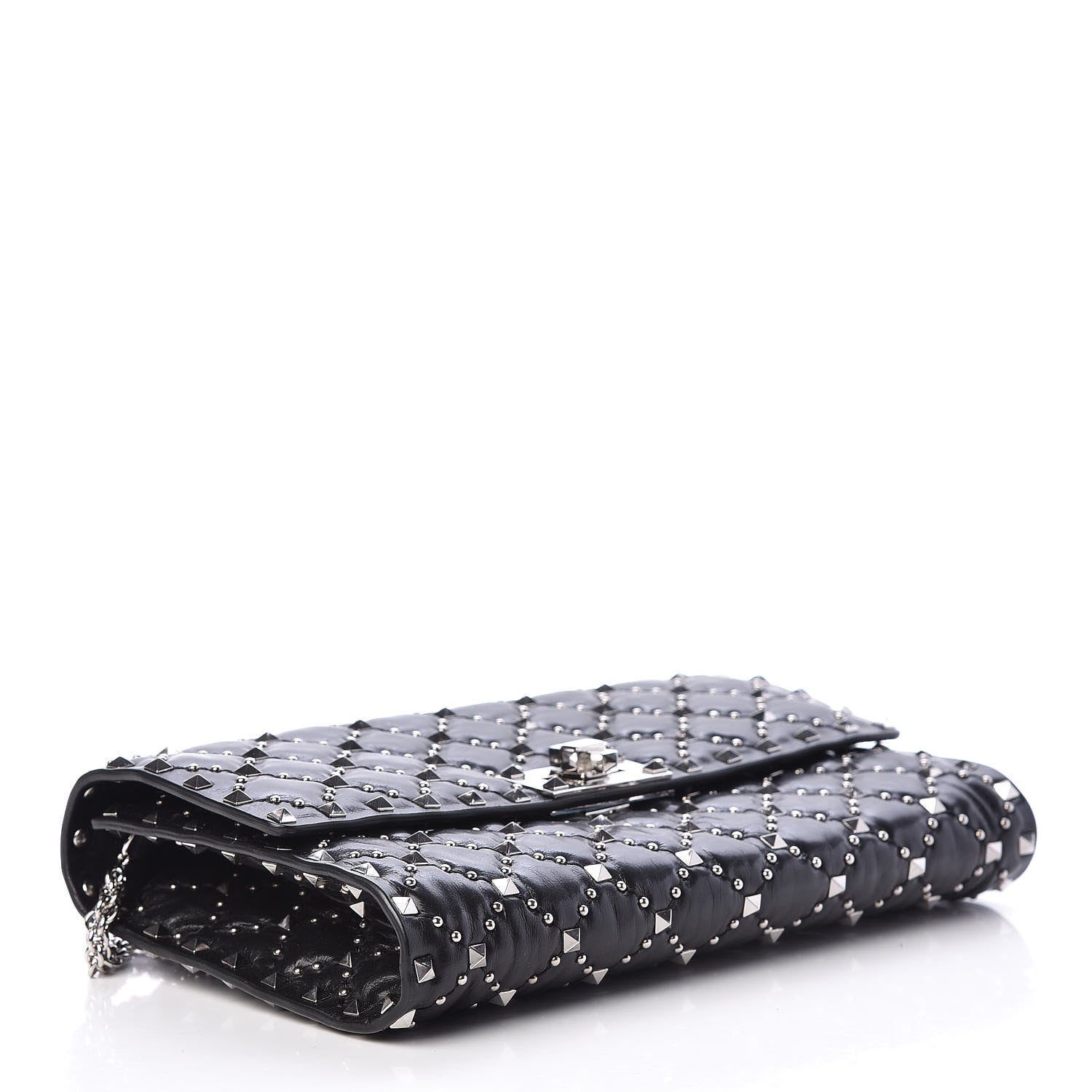 Valentino Garavani Lambskin Beaded Rockstud Spike Wallet on Chain Black 4 of 11