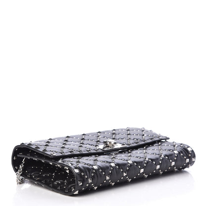 Valentino Garavani Lambskin Beaded Rockstud Spike Wallet on Chain Black 4 of 11