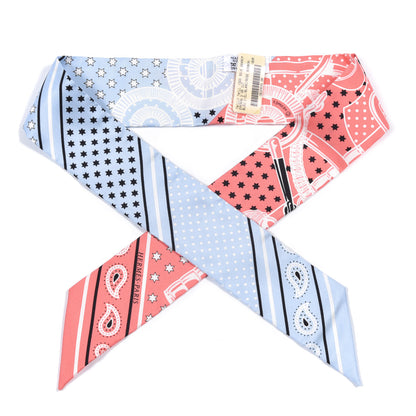Hermes Silk Les Flacons Bandana Twilly Bleu Ciel White Rose Bonbon 1 of 4