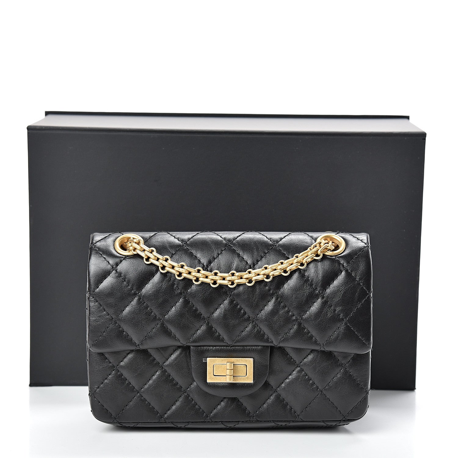 Chanel Aged Calfskin Quilted 2.55 Reissue Mini Flap Black 14 of 14
