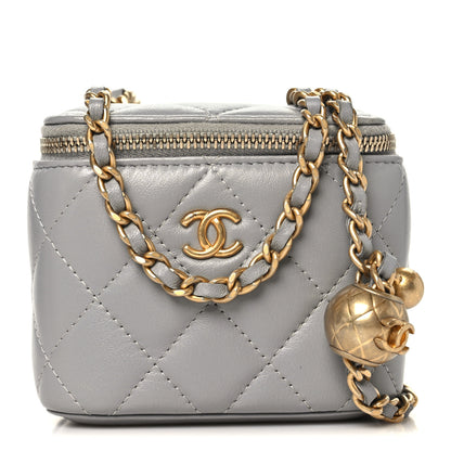 Chanel Lambskin Quilted Pearl Crush Mini Vanity Case With Chain Grey 1 of 12