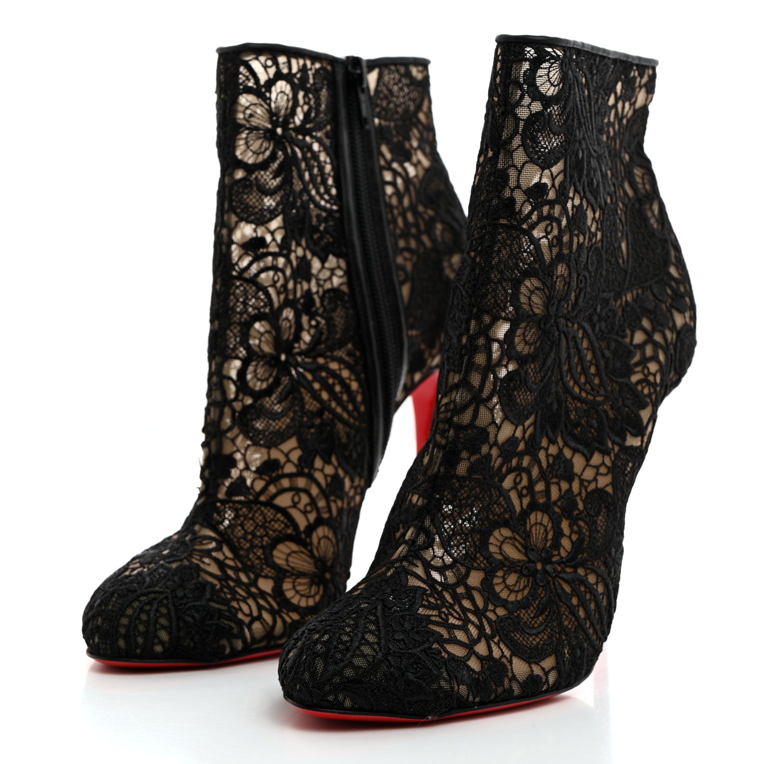 Christian Louboutin Mesh Guipure Wax Lace Kid Miss Tennis 100 Ankle Boots 40 Black 3 of 8