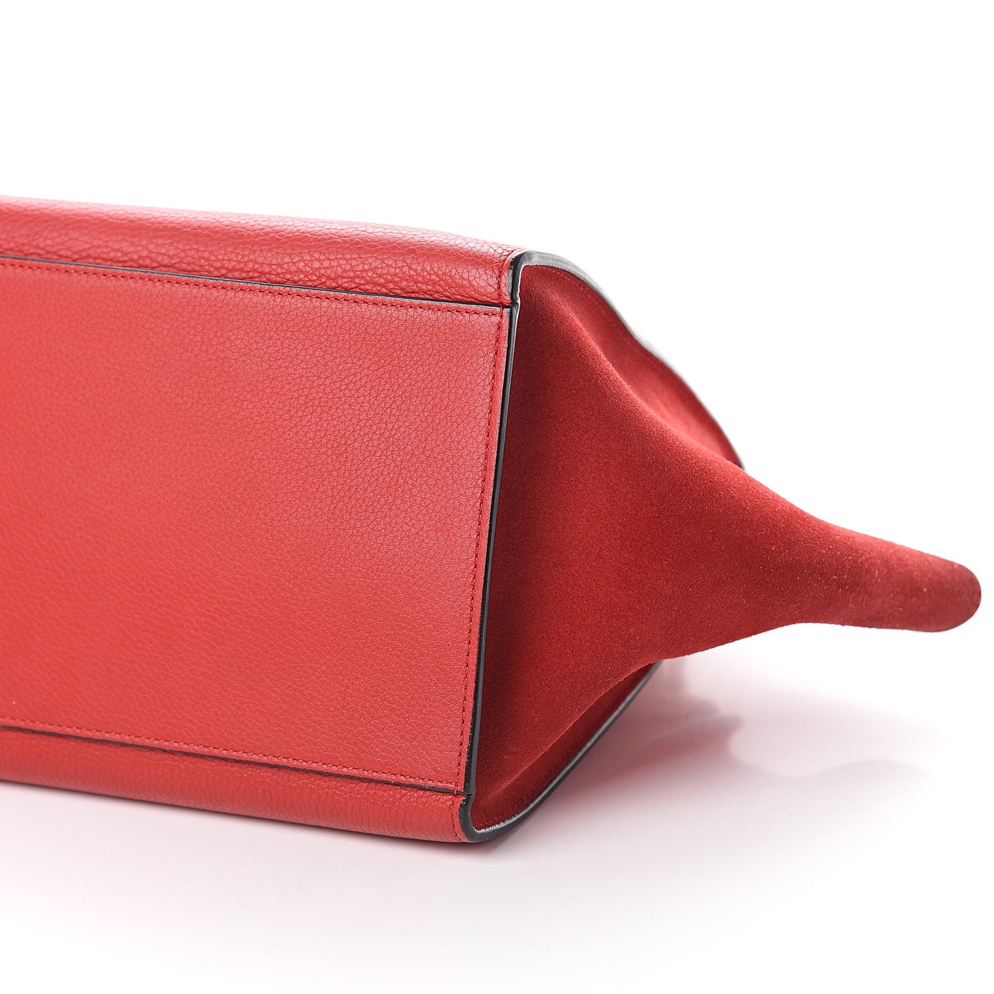 Drummed Calfskin Suede Small Trapeze Coquelicot