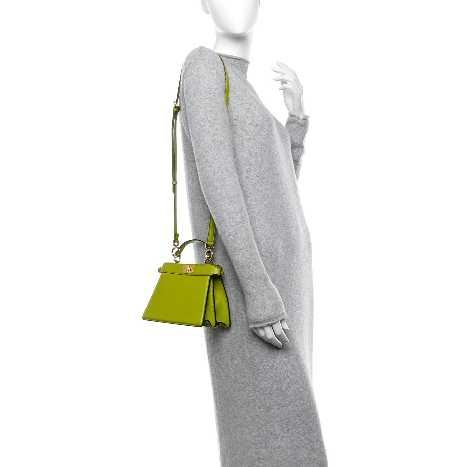 Fendi Shiny Nappa Petite Peekaboo I SEE U Satchel Wasabi 2 of 11