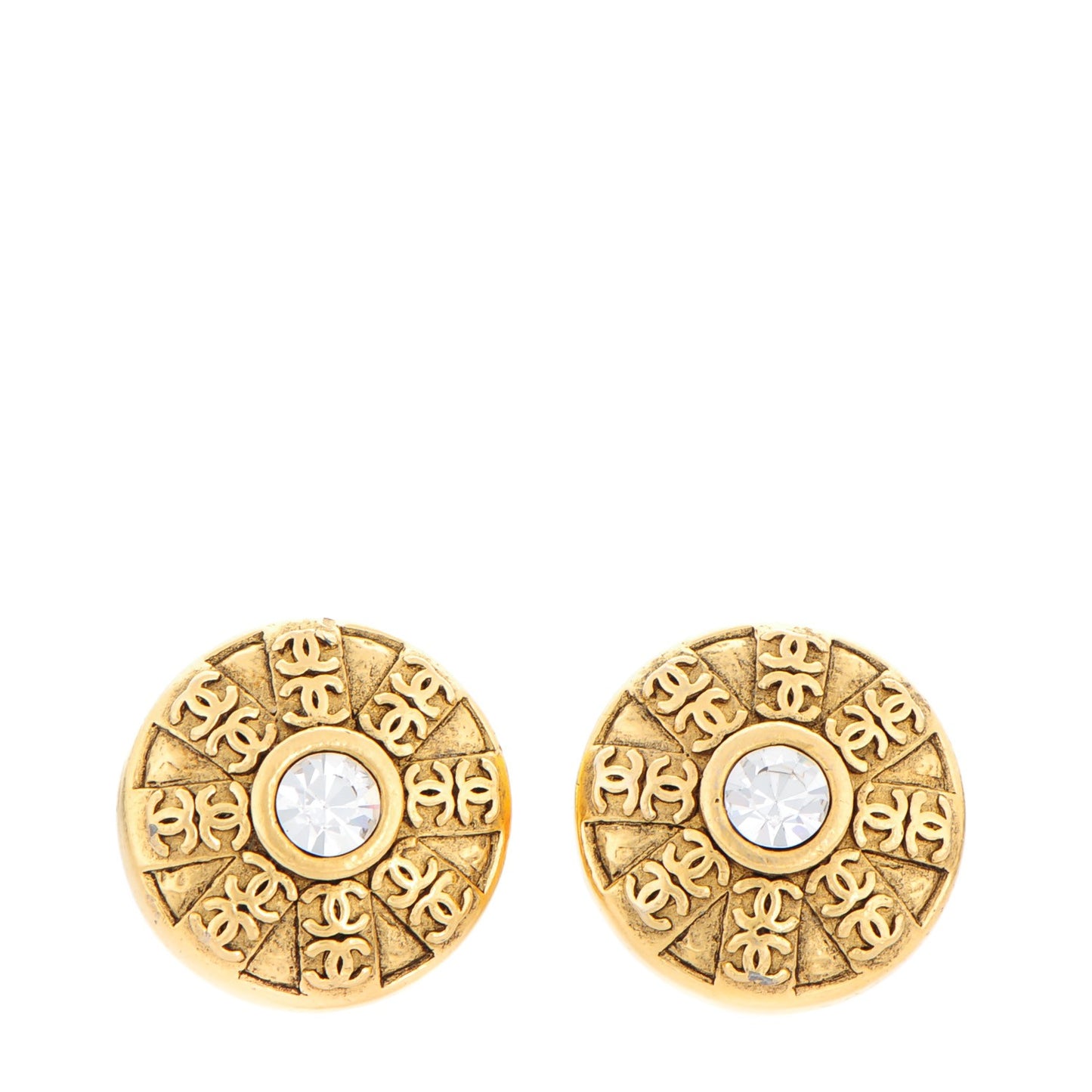 Crystal Clip On Earrings Gold